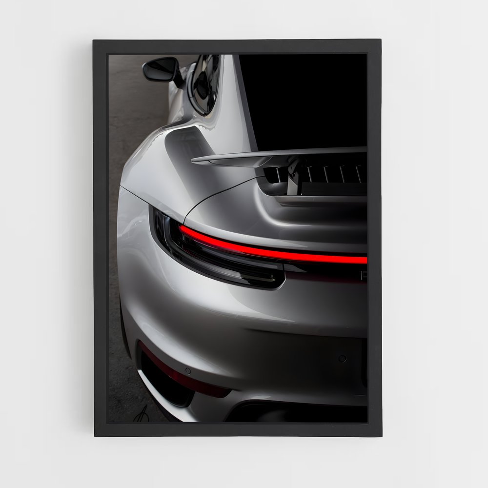 Poster Turbo Gris – affiche Porsche (vue 2)